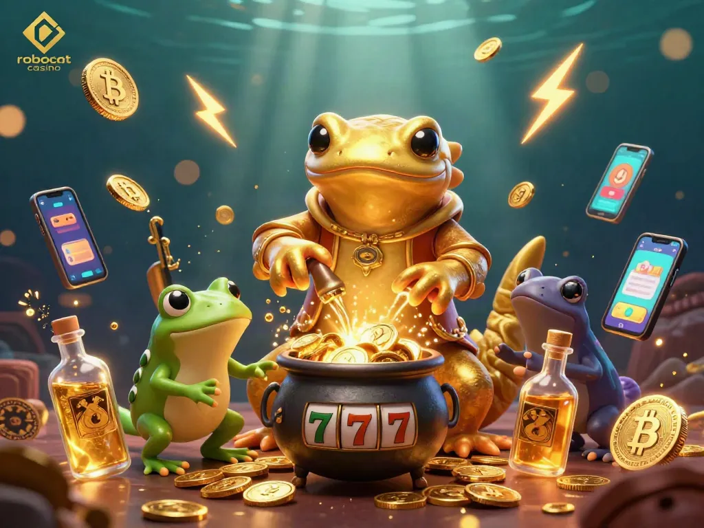 Join the excitement at robocat casino with a golden salamander alchemist in a vibrant gaming scene.